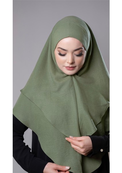 Fıstık Yeşili Pratik Hazır Geçmeli Tesettür Eşarp Pamuk Caz Kumaş Çift Katlı Düz Hijab 2303_36 fırsatları