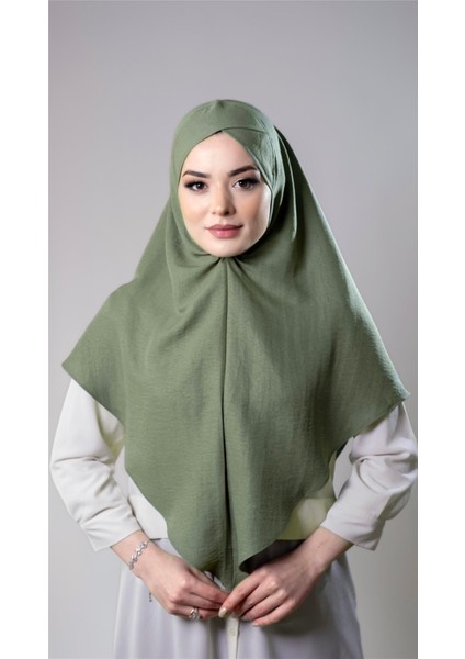 Fıstık Yeşili Pratik Hazır Geçmeli Tesettür Eşarp Pamuk Caz Kumaş Tek Katlı Çapraz Hijab 2305_36