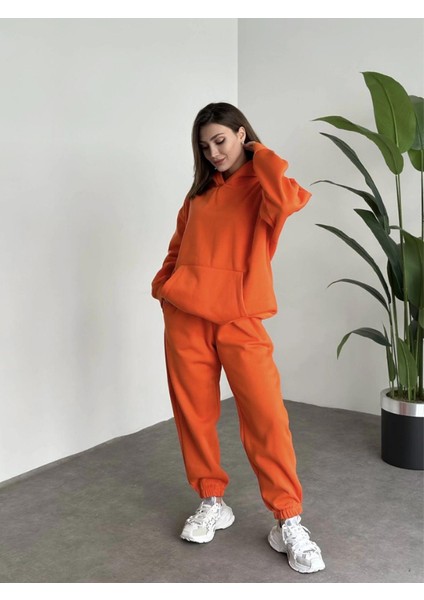 Kadın 3 Iplik Şardonlu Oversize Eşofman Takımı