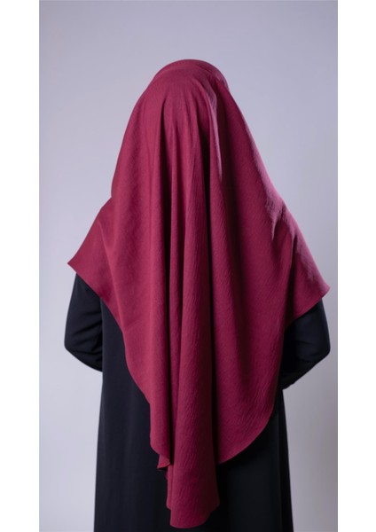 Bordo Pratik Hazır Geçmeli Tesettür Eşarp Pamuk Caz Kumaş Tek Katlı Çapraz 2305_16