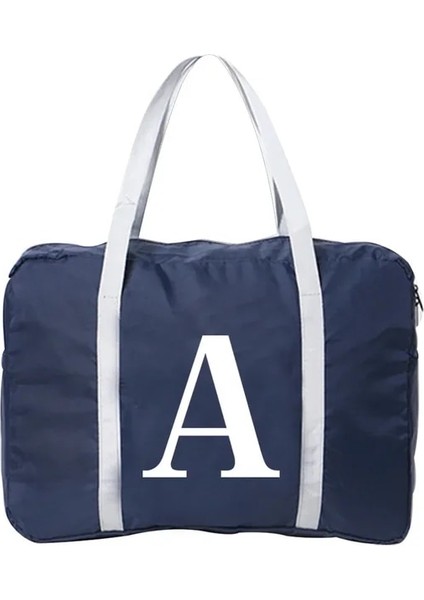 5beyaz Bir Boston Çanta Seyahat Çantası Büyük Kapasiteli Unsiex Hafta Sonu Çantası Saplı Çanta Seyahat Taşıma Çantası Beyaz 26 Harf Desenli Katlanabilir Duffle Çanta (Yurt Dışından)