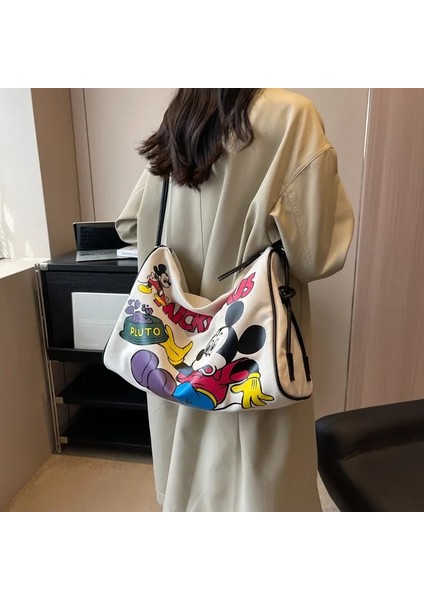 Kötü Kalite Disney Mickey Mouse Kanvas Omuz Askılı Çanta Kadın 2023 Büyük Kapasiteli Moda Çapraz Vücut Çanta Kısa Yolculuk Boston Çanta (Yurt Dışından) indirimleri