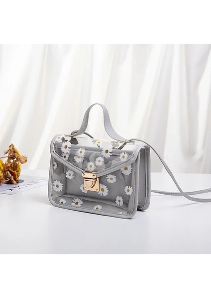 Gri Hafif Büyük Kapasiteli Küçük Papatya Eğik Çanta Moda Şeffaf Çanta Omuz Çantası Su Geçirmez Çok Renkli Çanta (Yurt Dışından)