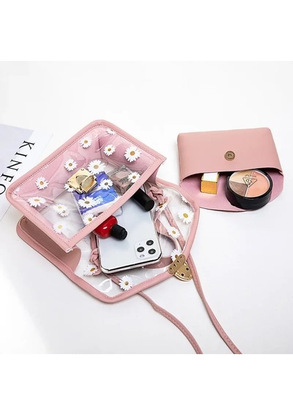 Gri Hafif Büyük Kapasiteli Küçük Papatya Eğik Çanta Moda Şeffaf Çanta Omuz Çantası Su Geçirmez Çok Renkli Çanta (Yurt Dışından) indirimleri