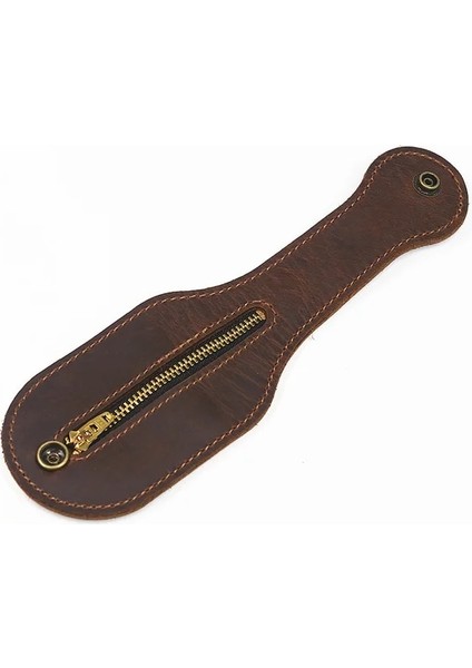 Koyu Kahverengi Hakiki Deri Bozuk Para Cüzdanı Erkekler Boston Raket Sap Jacksap Vintage Inek Derisi Kendini Savunma Çok Fonksiyonlu Edc Cüzdan Bel Para Çantası (Yurt Dışından)