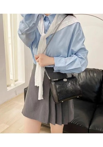 Siyah Güney Kore Tarzı Bayanlar Mini Çapraz Vücut Çanta Niş Askılı Çanta Kadın Kare Tek Kollu Çanta Kadın Boston Omuz Zinciri (Yurt Dışından)