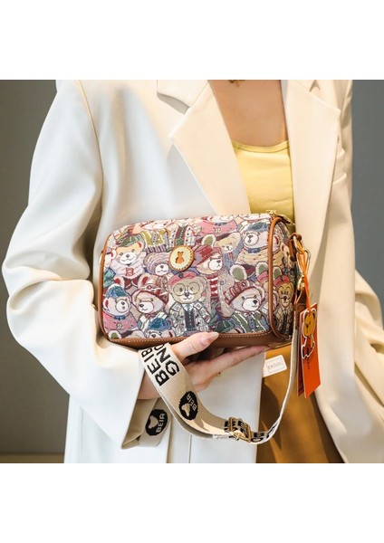 Pembe Beibaobao Kawaii Ayı Desen Crossbody Kadın Çanta Zarif Kalın Omuz Askısı Kız Omuz Çantası Postacı Çantası Kadınlar Için (Yurt Dışından) fiyatları