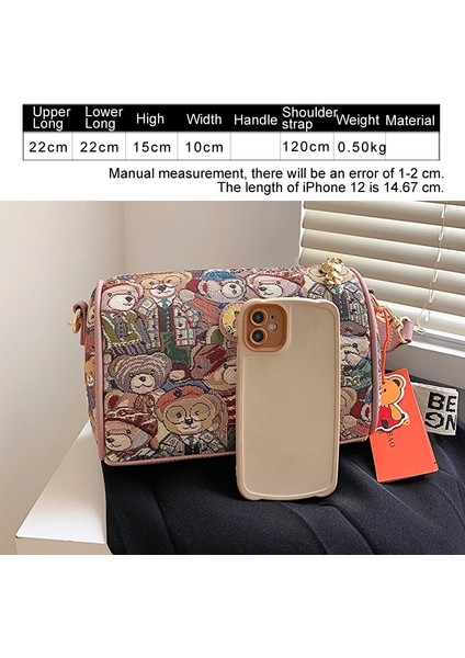 Pembe Beibaobao Kawaii Ayı Desen Crossbody Kadın Çanta Zarif Kalın Omuz Askısı Kız Omuz Çantası Postacı Çantası Kadınlar Için (Yurt Dışından) modelleri