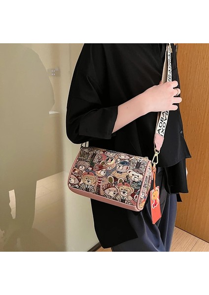 Pembe Beibaobao Kawaii Ayı Desen Crossbody Kadın Çanta Zarif Kalın Omuz Askısı Kız Omuz Çantası Postacı Çantası Kadınlar Için (Yurt Dışından) fırsatları