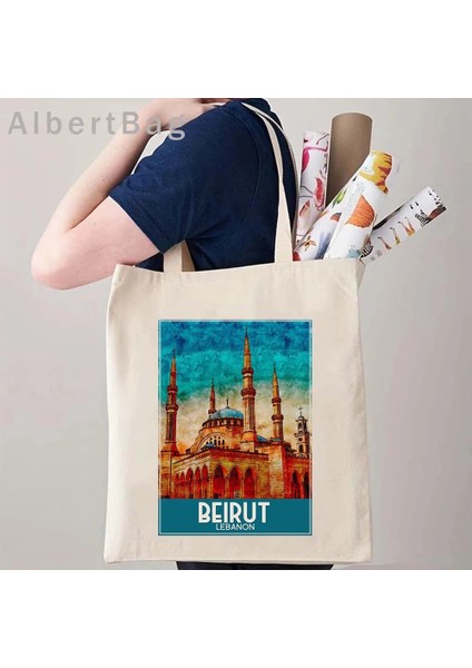B Budapeşte 35 cm x 40 cm Londra Louvre Pisa Kiev Roma Santorini Atina Bali Berlin Boston Dubai Dublin Floransa Mürekkep Suluboya Resim Totes Çanta Hangbag (Yurt Dışından) indirimleri