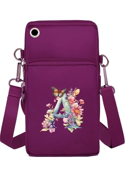 7butterfly Letter A 2024 Kanvas Crossbody Çanta Taşınabilir Cep Telefonu Çantası Kadın Çanta Cep Telefonu Çanta Kelebek Serisi Omuz Çantası Yeni Moda (Yurt Dışından)