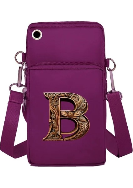 7WOOD Art Letterb Kanvas Crossbody Çanta Cep Telefonu Çantası Taşınabilir Kadın Çanta Cep Telefonu Çanta Ahşap Sanat Serisi Omuz Çantası 2024 Yeni Moda (Yurt Dışından)