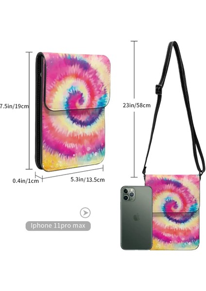 Stil 4 Bir Boyut Renkli Batik Omuz Çantası Gökkuşağı Girdap Şık Deri Ofis Cep Telefonu Çantası Öğrenci Moda Çantalar (Yurt Dışından) fırsatları