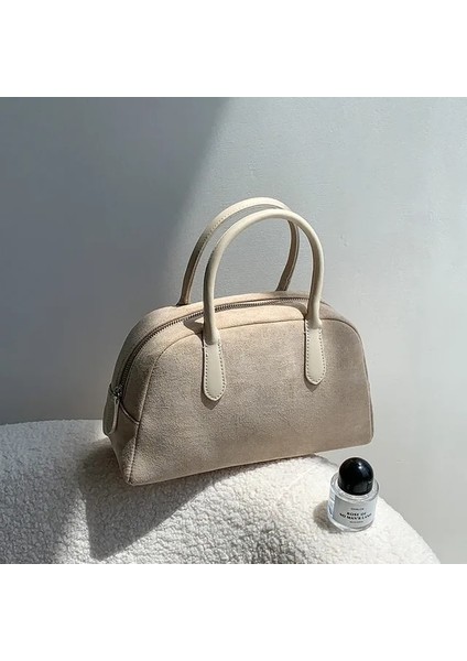 Kayısı Lüks Tasarımcı Süet Kadın Çanta Retro Crossbody Çanta Yarım Ay Boston Tote Kış Yeni (Yurt Dışından)