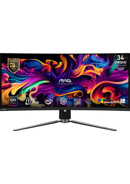 34.18" MAG 341CQP QD-OLED 3440x1440 (UWQHD) 21:9 CURVE 1800R QD-OLED 175HZ 0.03MS FREESYNC PREMIUM PRO GAMING MONITOR