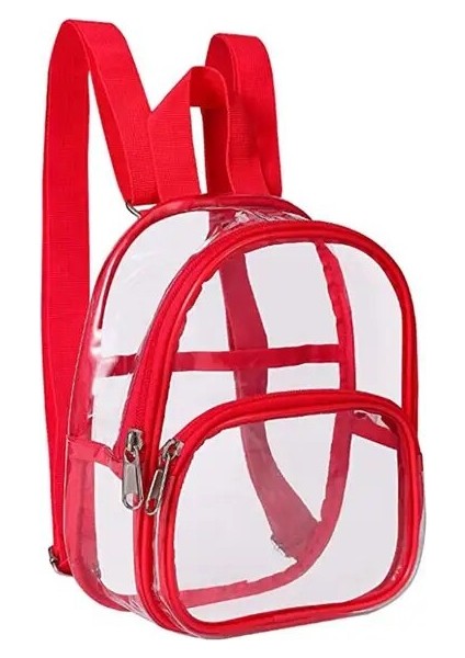 Kırmızı Pratik Öğrenci Sırt Çantası Ayarlanabilir Omuz Askıları Şeffaf Büyük Kapasiteli Depolama Pvc Unisex Açık Spor Sırt Çantası (Yurt Dışından)