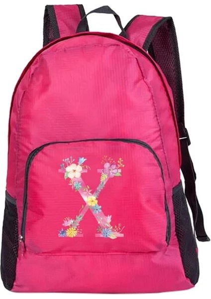 10PINK x Naylon Su Geçirmez Seyahat Sırt Çantaları Erkekler Seyahat Çantaları Yürüyüş Sırt Çantası Açık Spor Okul Çantası Pembe Mektup Desen Kadın Sırt Çantası (Yurt Dışından)