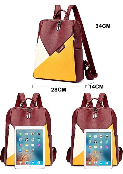 Kırmızı ile Sarı Moda 2022 Kadın Sırt Çantaları Deri Sırt Çantası Kadın Okul Kitap Çantası Kadın Omuz Çantaları Genç Kızlar Için Açık Seyahat Çantası (Yurt Dışından) indirimleri