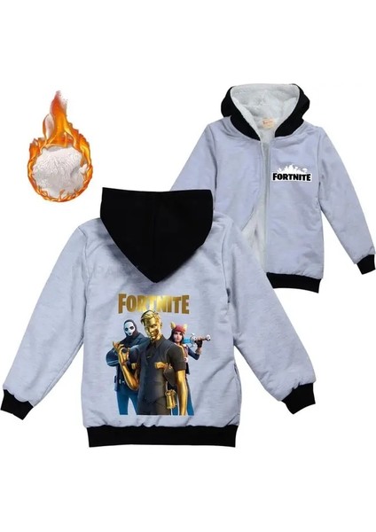 Renk 03 Boyut 120 Çocuk Oyunu Fortnite Hoodie Çocuklar Açık Polar Çocuk Ceket Sonbahar Kış Çocuk Ceket Kapşonlu Kızlar Için Sıcak Rüzgarlık Ceket (Yurt Dışından)