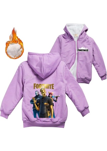 Renk 03 Boyut 120 Çocuk Oyunu Fortnite Hoodie Çocuklar Açık Polar Çocuk Ceket Sonbahar Kış Çocuk Ceket Kapşonlu Kızlar Için Sıcak Rüzgarlık Ceket (Yurt Dışından)
