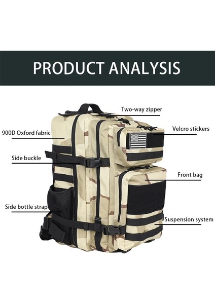 25L-SIYAH Yeni 25L/45L Askeri Taktik Sırt Çantası Açık Hava Eğitimi Spor Çantası Yürüyüş Kamp Seyahat Sırt Çantası Ordu 3D Trekking Molle Sırt Çantası (Yurt Dışından)