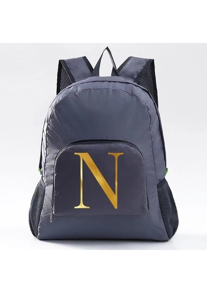 10 Mektup Katlanır Sırt Çantası Dağ Tırmanışı Paketlenebilir Açık Spor Sırt Çantası Erkekler Kadınlar Için Yürüyüş Seyahat Sırt Çantaları Altın Mektup Baskı (Yurt Dışından)