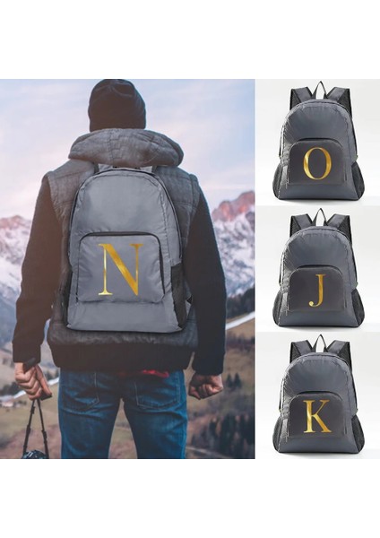 10 Mektup Katlanır Sırt Çantası Dağ Tırmanışı Paketlenebilir Açık Spor Sırt Çantası Erkekler Kadınlar Için Yürüyüş Seyahat Sırt Çantaları Altın Mektup Baskı (Yurt Dışından) fırsatları