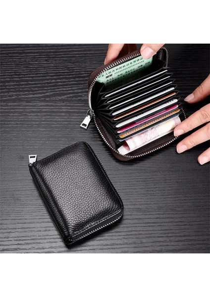 Kırmızı 1 Adet Erkek Kartvizitlik Hakiki Deri Kredi Kartı Tutucu Kadın Fermuarlı Cebi Unisex Kart Durumda Fermuarlı Bozuk Para Cüzdanı (Yurt Dışından) fiyatları