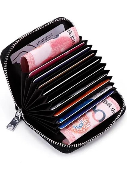 Kırmızı 1 Adet Erkek Kartvizitlik Hakiki Deri Kredi Kartı Tutucu Kadın Fermuarlı Cebi Unisex Kart Durumda Fermuarlı Bozuk Para Cüzdanı (Yurt Dışından) modelleri