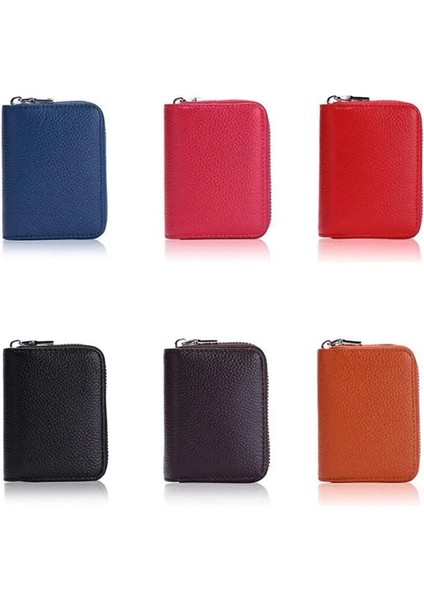 Kırmızı 1 Adet Erkek Kartvizitlik Hakiki Deri Kredi Kartı Tutucu Kadın Fermuarlı Cebi Unisex Kart Durumda Fermuarlı Bozuk Para Cüzdanı (Yurt Dışından) indirimleri