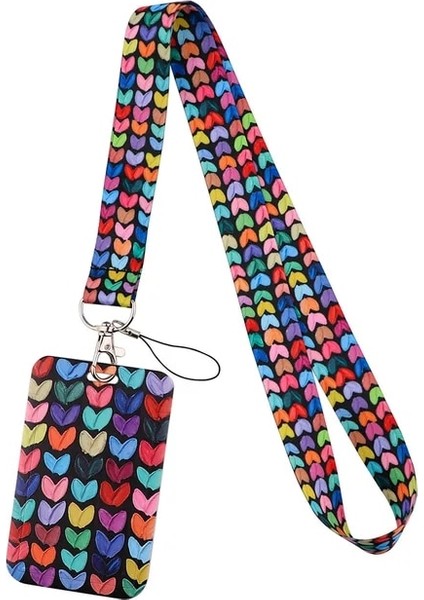 B 1 Adet Öğrenci Otobüsü Kimlik Kartı Koruyucu Kapak Geçiş Erişim Kartı Kol Boyun ile Kadın Sevimli Renkli Kalp Kordon Kart Tutucu Kılıf (Yurt Dışından)