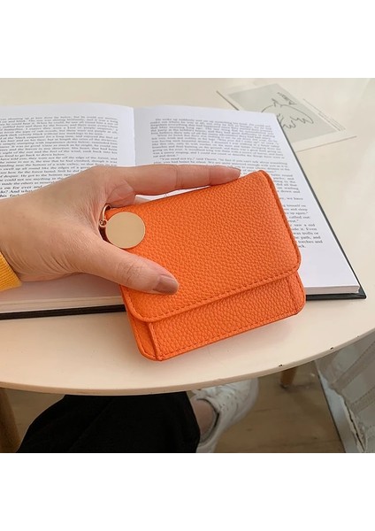 Turuncu Kadın Sevimli Pembe Cüzdan Cep Çanta Kart Tutucu Düz Renk Cüzdan Bayan Kadın Moda Kısa Bozuk Para Cüzdanı Para Çantası (Yurt Dışından)