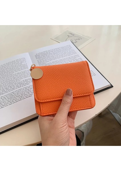 Turuncu Kadın Sevimli Pembe Cüzdan Cep Çanta Kart Tutucu Düz Renk Cüzdan Bayan Kadın Moda Kısa Bozuk Para Cüzdanı Para Çantası (Yurt Dışından) modelleri