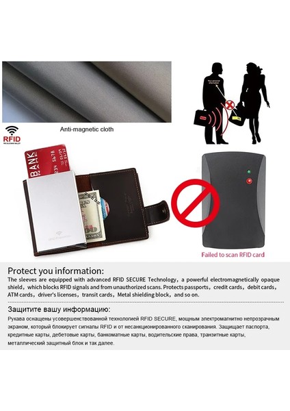 Siyah Çılgın At Deri Erkek Cüzdan Lüks Rfid Koruma Alüminyum Pop Up Kredi Kartı Tutucu Fermuarlı Para Cebi Adam Için (Yurt Dışından)