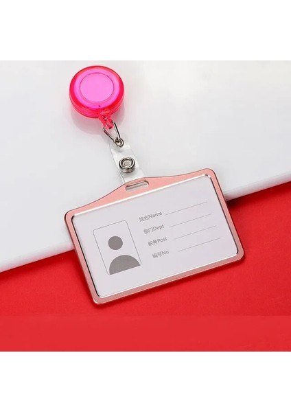 Pembe Alüminyum Alaşımlı Çalışma Adı Kart Sahipleri Iş Çalışma Kartı Kimlik Rozeti Ipi Tutucu Geri Çekilebilir Makara ile Metal Kimlik Iş Çantası (Yurt Dışından)