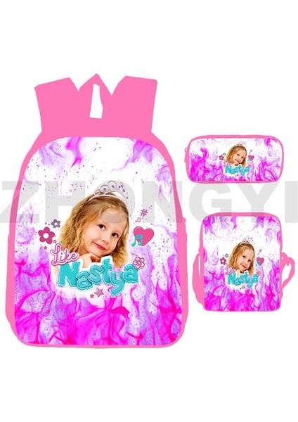 NASTYA165 3 Adet Set 16 Inç 3D Baskılı Rusya Gibi Nastya Sevimli Sırt Çantaları Kızlar Için Trendy Okul Çantaları Pembe Kitap Çantası Gençler Açık Spor Seyahat Sırt Çantası (Yurt Dışından) fiyatları