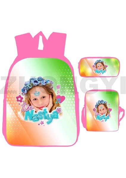 NASTYA165 3 Adet Set 16 Inç 3D Baskılı Rusya Gibi Nastya Sevimli Sırt Çantaları Kızlar Için Trendy Okul Çantaları Pembe Kitap Çantası Gençler Açık Spor Seyahat Sırt Çantası (Yurt Dışından) indirimleri