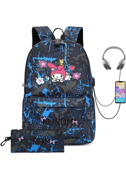 Resim Rengi 16 Inç Sırt Çantası Güzel Kuromi Melody Sırt Çantası Rahat Büyük Sırt Çantası Dizüstü Doğa Sporları Sırt Çantası Gençler Seyahat Kadın ve Erkek Okul Çantaları (Yurt Dışından) fiyatları