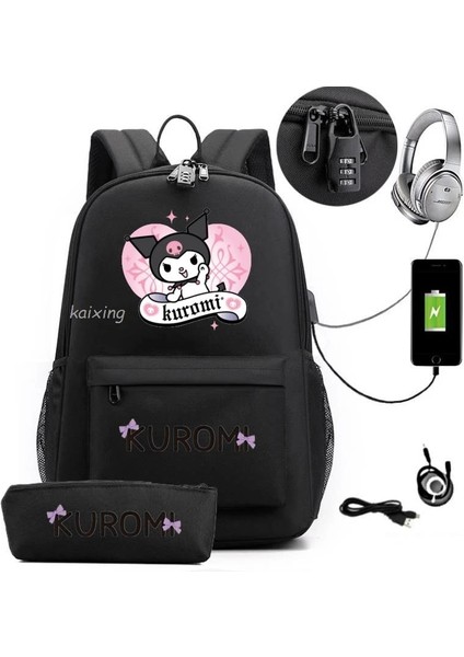 Resim Rengi 16 Inç Sırt Çantası Güzel Kuromi Melody Sırt Çantası Rahat Büyük Sırt Çantası Dizüstü Doğa Sporları Sırt Çantası Gençler Seyahat Kadın ve Erkek Okul Çantaları (Yurt Dışından) indirimleri