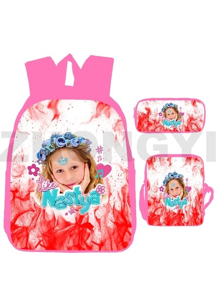 NASTYA128 3 Adet Set 12 Inç 3D Baskılı Rusya Gibi Nastya Sevimli Sırt Çantaları Kızlar Için Trendy Okul Çantaları Pembe Kitap Çantası Gençler Açık Spor Seyahat Sırt Çantası (Yurt Dışından)