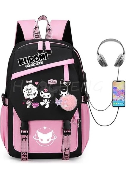 Resim Renk 16 Inç Sıcak Moda Güzel Kuromi Melodi Cosplay Unisex Öğrenciler Okul Çantası Sırt Çantası Karikatür Gizli Sakli Konusmalar Dizüstü Seyahat Sırt Çantası Açık Çanta (Yurt Dışından)