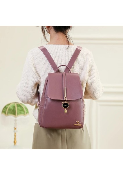 Mor Yeni Kadın Sırt Çantası Moda Pu Deri Üniversite Öğrencisi Kızlar Için Okul Çantaları Büyük Kapasiteli Seyahat Açık Sırt Çantaları Mochila (Yurt Dışından) modelleri
