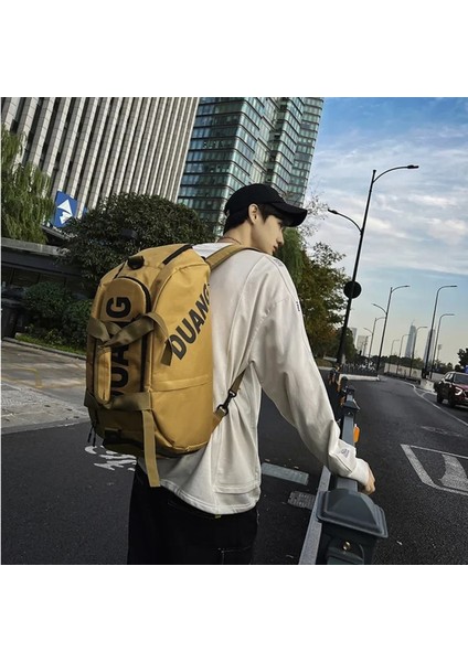 Haki Açık Spor Çantası Islak-Kuru Ayırma Çantası Büyük Kapasiteli Spor Sırt Çantası Su Geçirmez Çok Fonksiyonlu Ayakkabı Deposu Seyahat Paketi (Yurt Dışından) fırsatları