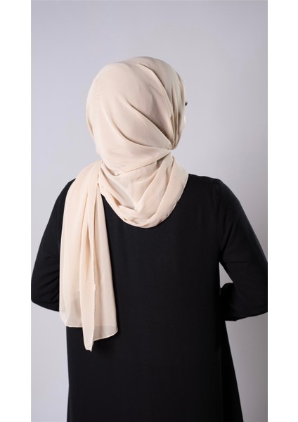 Bej Pratik Hazır Geçmeli Şal Şifon Kumaş Bone 3009_12