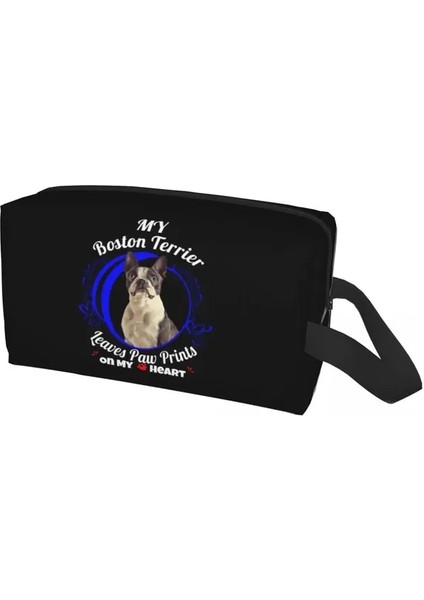 Hzb-A-46 25.5X16X12.5CM Inci Küpeli Makyaj Çantası Kadınlar Için Seyahat Kozmetik Organizatör Moda Karikatür Boston Terrier Köpek Saklama Tuvalet Çantaları (Yurt Dışından)
