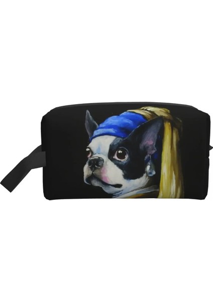 Hzb-A-46 25.5X16X12.5CM Inci Küpeli Makyaj Çantası Kadınlar Için Seyahat Kozmetik Organizatör Moda Karikatür Boston Terrier Köpek Saklama Tuvalet Çantaları (Yurt Dışından) modelleri