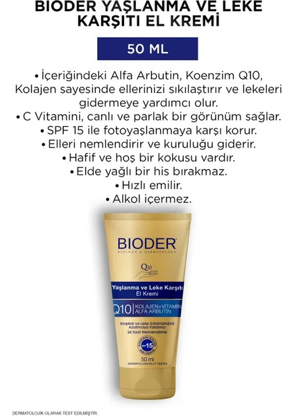 Yaşlanma ve Leke Karşıtı El Kremi - Kolajen Q10 Arbutin C Vitamini Spf 15 3'lü 50 ml