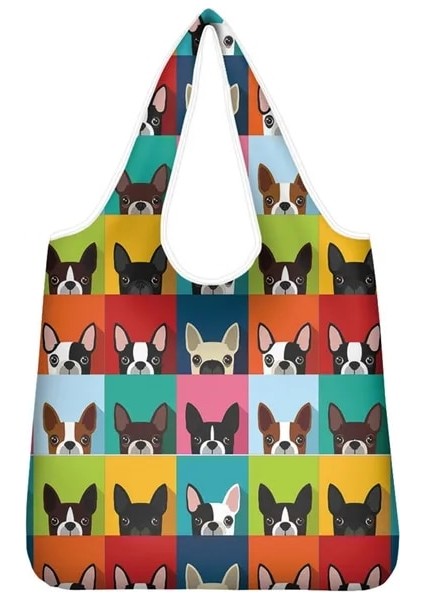 Z5615KO Forudesihns Bayan Süpermarket Alışveriş Çantası Boston Terrier Baskı Saklama Çantası Taşınabilir Piknik Bakkal Çantaları Kawaii Omuz Çantası (Yurt Dışından)