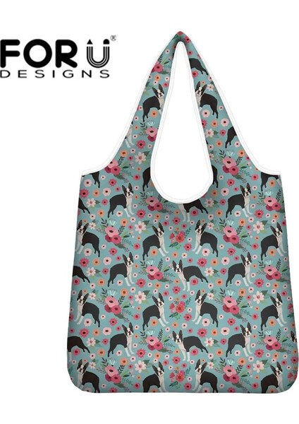 Z5615KO Forudesihns Bayan Süpermarket Alışveriş Çantası Boston Terrier Baskı Saklama Çantası Taşınabilir Piknik Bakkal Çantaları Kawaii Omuz Çantası (Yurt Dışından) indirimleri