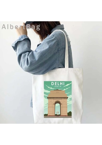 220 35X40CM Şehir Baskı Tote Çanta Barcelona Berlin Edinburgh Havana Houston Floransa Türkiye Hamburg Honolulu Hawaii Bangkok Boston Eco Çanta (Yurt Dışından)